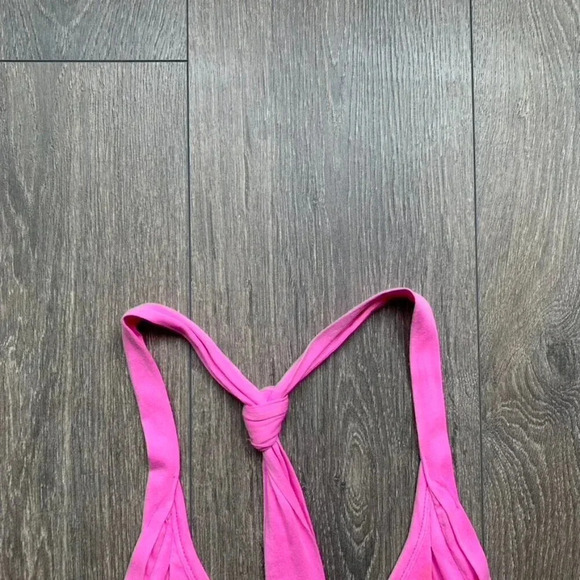 Aritzia Wilfred Tank Top Pink Cotton Knotted tie Racerback tiered ruffle Size XS - Picture 13 of 16